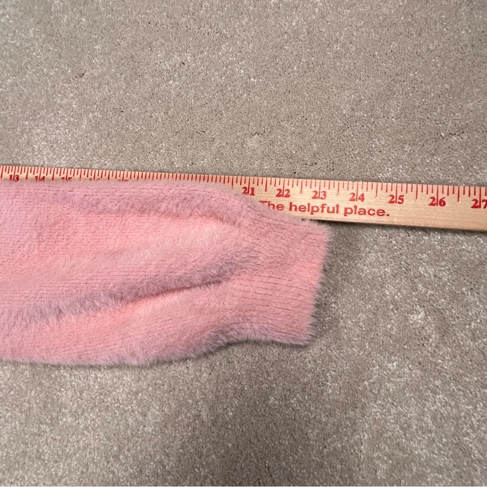 Lands' End Pink Soft Fuzzy Mock Neck Sweater Nylon/Cotton Blend Women's Large - Picture 8 of 12